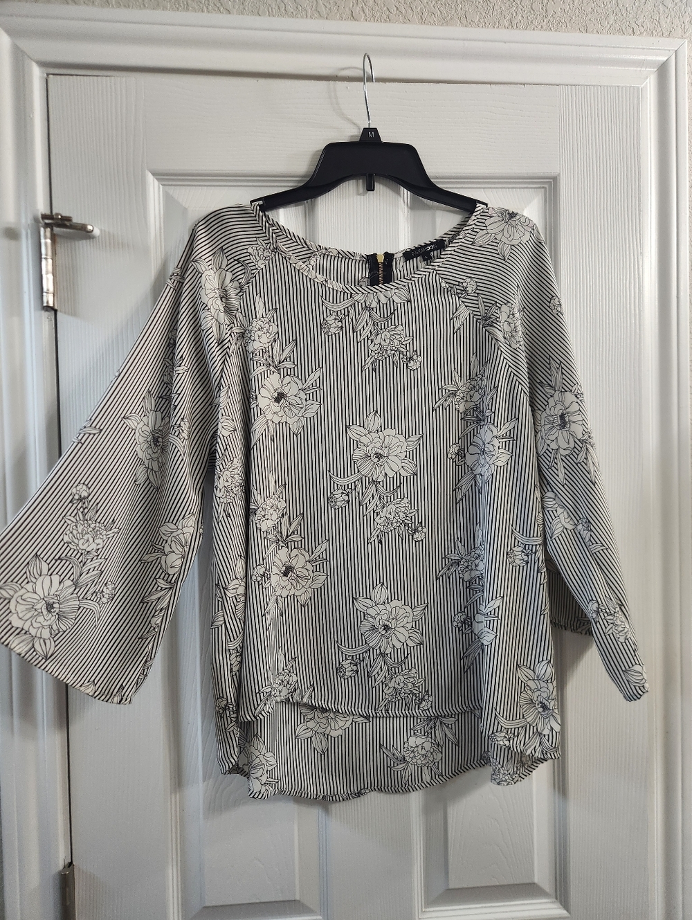Papermoon Black & White Floral Stripe Blouse